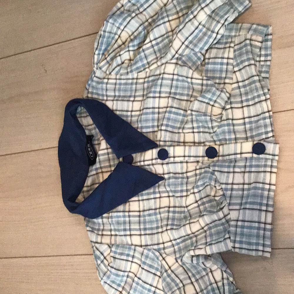 Blue Plaid Button-Up Shirt
